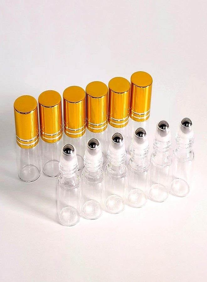 PYAWI 50 PCS Essential Oil Roller Bottles 3ml Clear Glass Roller Bottles with Stainless Steel Roller Ball,Gold Caps,for Travel Perfume-2 Funnels, 2 Dropper, 1 Opener(3ml) - Image 5